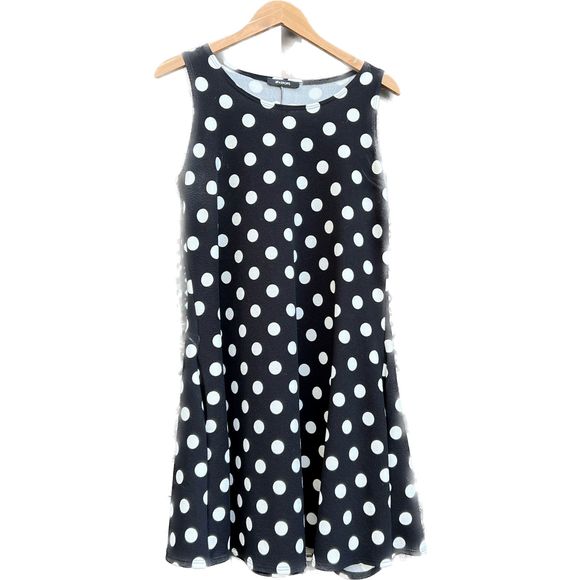42POPS, Black Polka Dot Pocket Swing Tunic, XL - Picture 2 of 5